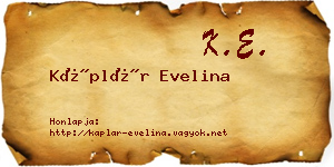 Káplár Evelina névjegykártya